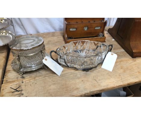  Sale Item:    2 PLATED GLASS DISHES   Vat Status:   No Vat   Buyers Premium:  This lot is subject to a Buyers Premium of 15%
