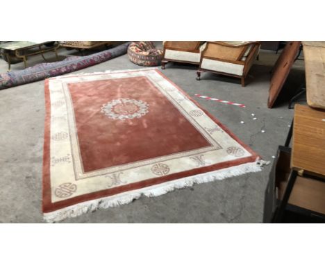  Sale Item:    LARGE RUG-STAINED (AF) APPROX SIZE 274 X 181 CMS  Vat Status:   No Vat   Buyers Premium:  This lot is subject 