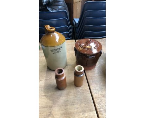  Sale Item:    BOX-CROCK FLAGON &amp; STONE BOTTLES (AF)  Vat Status:   No Vat   Buyers Premium:  This lot is subject to a Bu