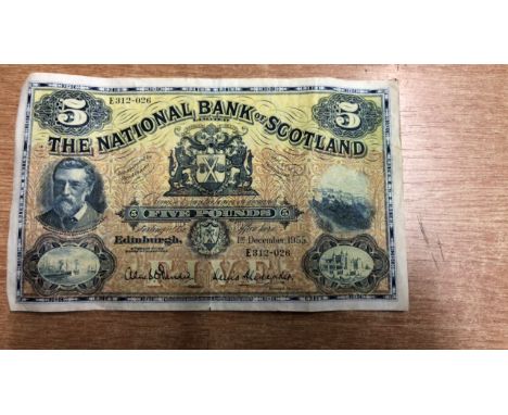  Sale Item:    £5 NOTE NATIONAL BANK SCOTLAND EDINBURGH 1ST DEC 1955 (AF)  Vat Status:   No Vat   Buyers Premium:  This lot i