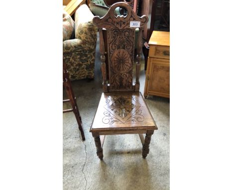  Sale Item:    OAK HALL CHAIR   Vat Status:   No Vat   Buyers Premium:  This lot is subject to a Buyers Premium of 15% + Vat 