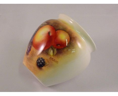 ROYAL WORCESTER SQUAT VASE 2491 DEC FRUIT SIG PM PLATT