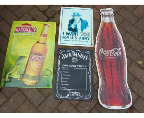 COLLECTION OF MODERN PUB BREWERY ADVERTISING SIGNS INC. JACK DANIELS, COCO-COLA, I WANT YOU IN THE US ARMY
