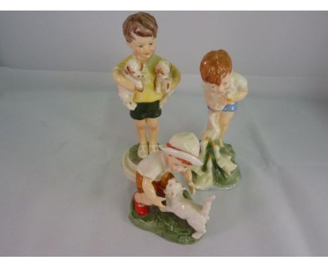 ROYAL WORCESTER FIGURES 'YOUNG FARMER', 'ALL MINE' AND 'SNOWY'