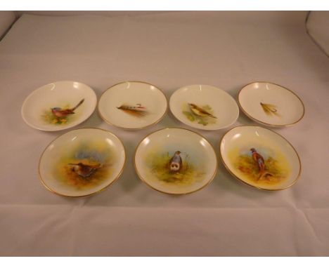 ROYAL WORCESTER & COLOURED BLANK PIN DISHES INC PARTRIDGE - G BANKS, WOODCOCK - P PLAT, PHEASANT - G BANKS