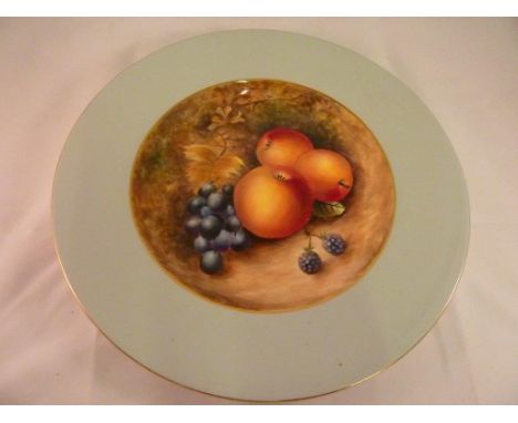 CABINET PLATE PAINTED WITH FRUIT, SIGNATURE M.KENWRICK EX ROYAL WORCESTER ARTIST