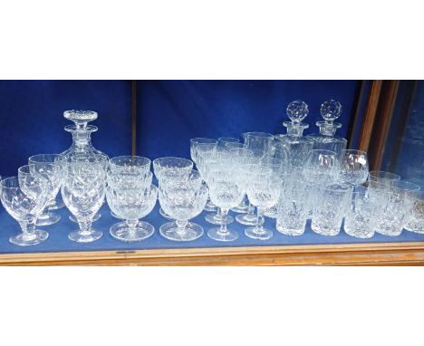 A PART SUITE OF THOMAS WEBB TABLE GLASSa Stuart decanter and six glasses and other glassware