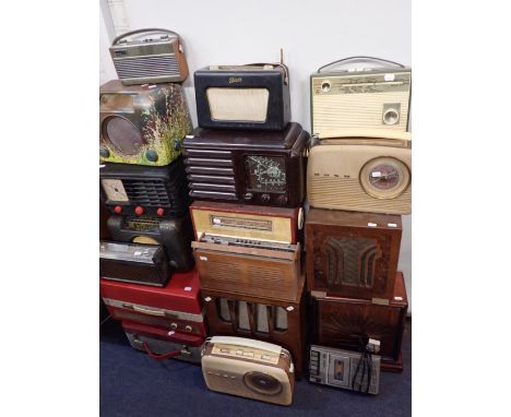 A COLLECTION OF VINTAGE WIRELESS SETSwooden cased speakers, a 1960s record player and a reel-to-reel (all for restoration/spa