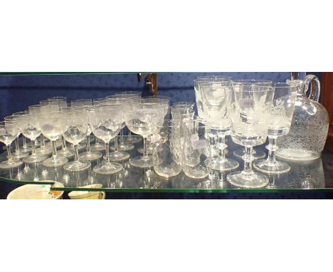 A COLLECTION OF GLASSWAREincluding a Baccarat decanter, a suite of 19th century table glasses, six hunting glasses etc.