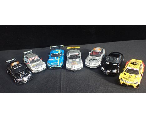 SEVEN UNBOXED SCALEXTRIC 'MERCEDES' CARS&nbsp;including 'SLR McLaren 722 GT', 'AMG GT3' and 'CLK DTM'. Some shown signs of li