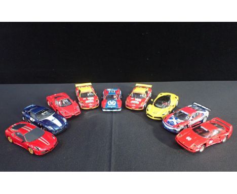 NINE UNBOXED SCALEXTRIC 'FERRARI' CARS&nbsp;Including 'Ferrari GTO' and 'F430 GT'. Different designs and styles. Some shown s
