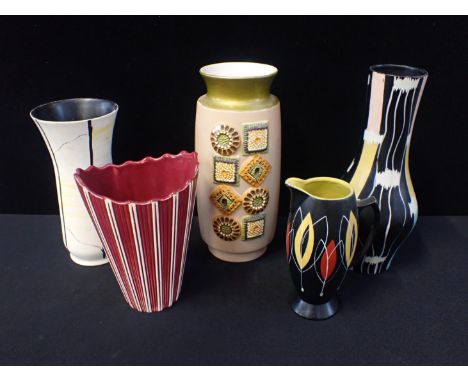 A 1950s SYLVAC VASE1950s with moulded linear decoration, and a group of other British 1950s modernist wares