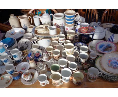 A QUANTITY OF MIXED CERAMICSincluding a Portmeirion vase and canister, commemoratives and other items (some a/f)