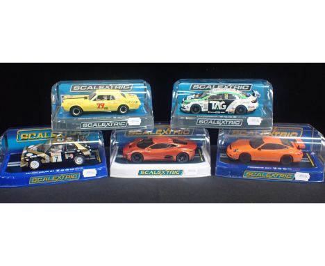 FIVE BOXED SCALEXTRIC CARSIncluding C3729 'Mercury Cougar XR7' and C2871 'Porsche 997'. All boxed and in good condition. (5)