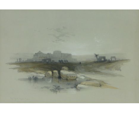 David Roberts RA,
colour lithograph, Bett Jibrin, signed in the plate published by F G Moon & Son, circa 1841, 8.75" x 13".