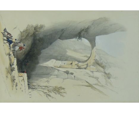 David Roberts RA,
colour lithograph, Arch at Petra, signed in the plate published by F G Moon & Son, circa 1841, 13" x 9".