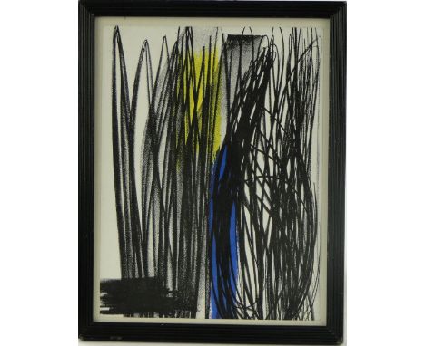 Hans Hartung,
original lithograph, abstract circa 1960, published by XXe Siecle, 12" x 9", framed.