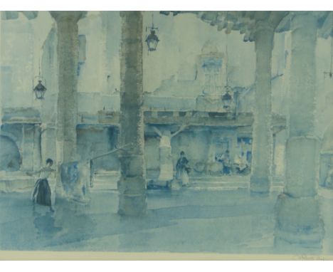 William Russell Flint,
colour print, Market Hall Cordes, signed in pencil, 17" x 22", framed.
