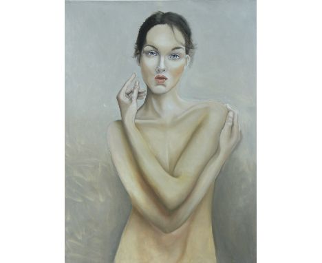 Clive Fredriksson,
oil on canvas, nude portrait of a girl, 40" x 30", unframed.