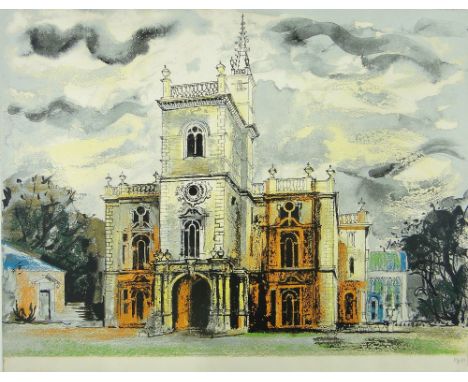 John Piper (1903-1992),
colour lithograph, Flintham Hall, from "Victorian Dream Palaces," signed in pencil, i 20" x 27.5", un