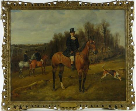 John Arnold Wheeler (1821-1903),
oil on canvas, portrait of the Duke of Beaufort on horseback, signed, 29" x 36", framed with
