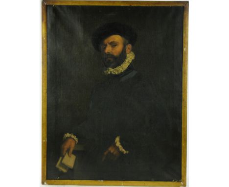 19th century oil on canvas, portrait of a Spanish nobleman, unsigned, 36" x 28", framed.