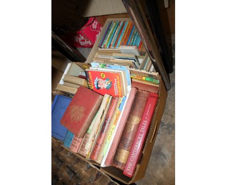A SMALL BOX OF CHILDRENS BOOKS TO INCLUDE VINTAGE LADYBIRD BOOKS, BEATRIX POTTER ETC TOGETHER WITH ANOTHER BOX OF BOOKS (2)
