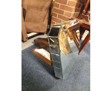 A MODERN MIRRORED LAMP TABLE W 60 CM  (A/F)