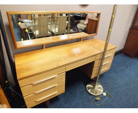 A RETRO TEAK DRESSING TABLE & STANDARD LAMP (2)