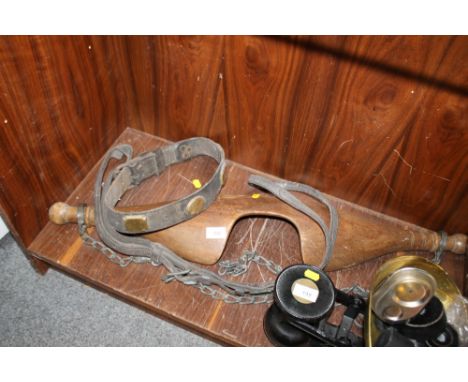 A VINTAGE WOODEN HORSE HARNESS 