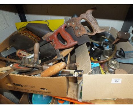 TWO BOXES OF ASSORTED HAND TOOLS ETC