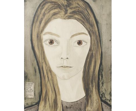 Reginald Gray (1930-2013), a framed oil on panel, portrait of Catherine, wife of Reginald Gray. Dated 1961 in Roman numerals.