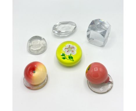 19th / 20th CenturyComprising two footed fruit-form examples attributed to New England Glass Company; a Baccarat sulfide exam