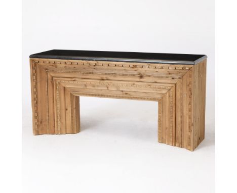 Converted from a fireplace surround. Height 31 inches, width 63 1/2 inches, depth 18 1/2 inches.