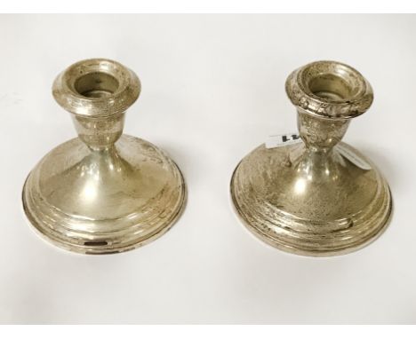 PAIR STERLING SILVER CANDLESTICKS - 8.5 CMS (H)