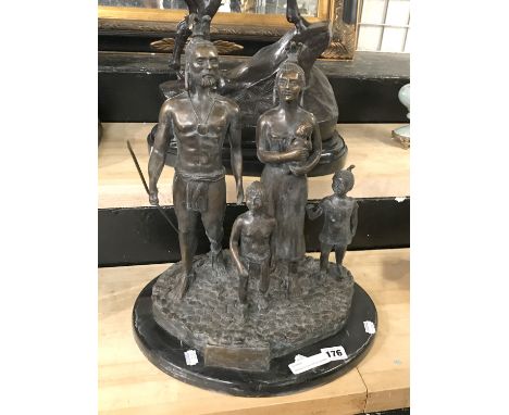 BRONZE ETHNIC GROUP ON MARBLE BASE - 42 CMS