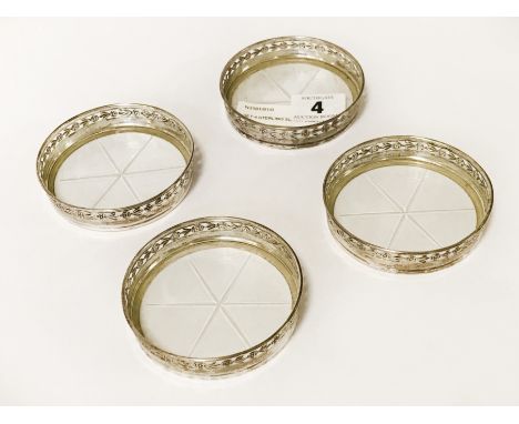 SET 4 STERLING SILVER COASTERS