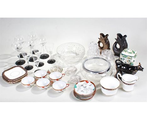 Mixed ceramics and glass, to include a set of wine glasses, Japanese porcelain service, Doulton tea service, a cow creamer, e