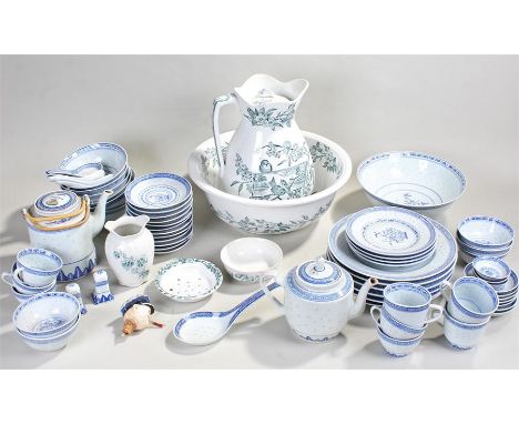 Ceramics, to include Chinese pieces, a wash basin, jug and dish set by Tomtit, (qty)