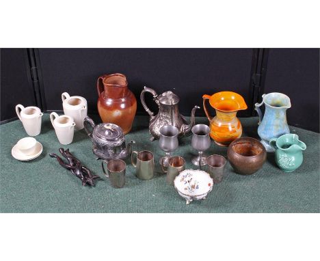 Mixed ceramics and metal ware, to include stoneware, Myott, wade, a tea service, plated wares, etc, (qty)