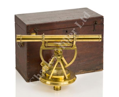 A FINE AND ORIGINAL LATE 18TH CENTURY THEODOLITE BY W. &amp; S. JONES, HOLBORN, LONDON constructed in lacquered brass, the 13