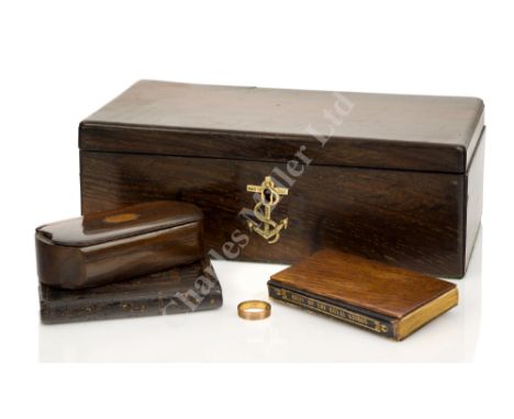 A COLLECTION OF ROYAL GEORGE TREEN comprising a jewellery casket with anchor form lock plate with inscribed provenance; a cop