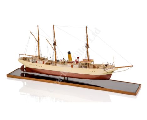 A BASSETT LOWKE MODEL S.S. EXPLORER , CIRCA 1935 the 29in. carved hull with electric motor, lined decks with carved wood and 