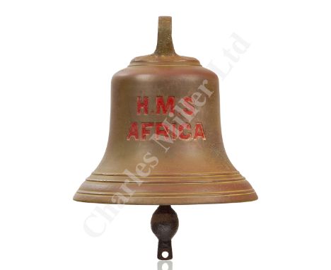 THE SHIP'S BELL FROM H.M.S. AFRICA (1905) THE FIRST BRITISH SHIP FROM WHICH AN AIRCRAFT WAS FLOWN, 10TH JANUARY, 1912 cast in