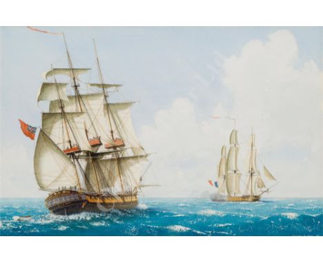 δ WILLIAM M BALL (BRITISH, 1923-2008) The Frigate 'Diana'; Frigates and cormorants in Torbay Signed and dated 'William M Ball