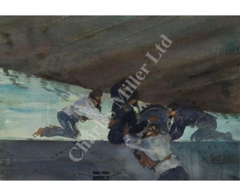 δ FRANCIS RUSSELL FLINT (BRITISH, 1915-1977) Above us the waves Signed 'Francis R Flint' (lower left) Watercolour 14½ x 21in.