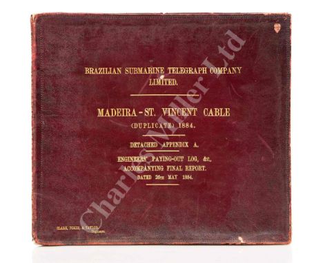 BRAZILIAN SUBMARINE TELEGRAPHIC CO., CIRCA 1884 Engineers’ Paying Out Log , from March 10 th to 31 st , signed by Clark, Ford