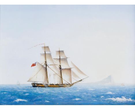 δ WILLIAM M BALL (BRITISH, 1923-2008) H.M.S. 'Swift' off Gibraltar Signed and dated 'William M Ball' (lower left) and inscrib