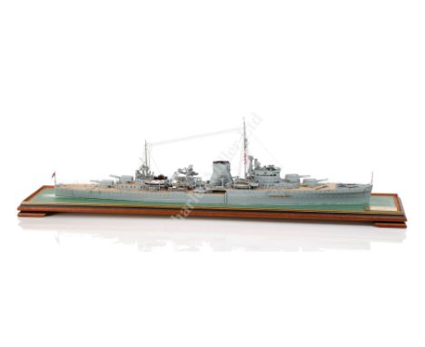 A WELL PRESENTED AND FINELY DETAILED 1:192 SCALE WATERLINE MODEL OF THE LIGHT CRUISER H.M.S. ACHILLES AS FITTED IN 1939 model