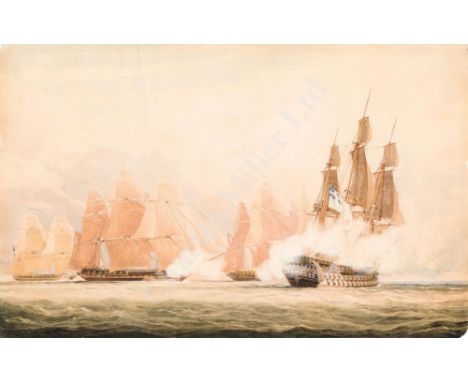 NICHOLAS POCOCK (BRITISH, 1740-1821) The engagement between H.M.S. 'Northumberland' and a French squadron Watercolour on wove